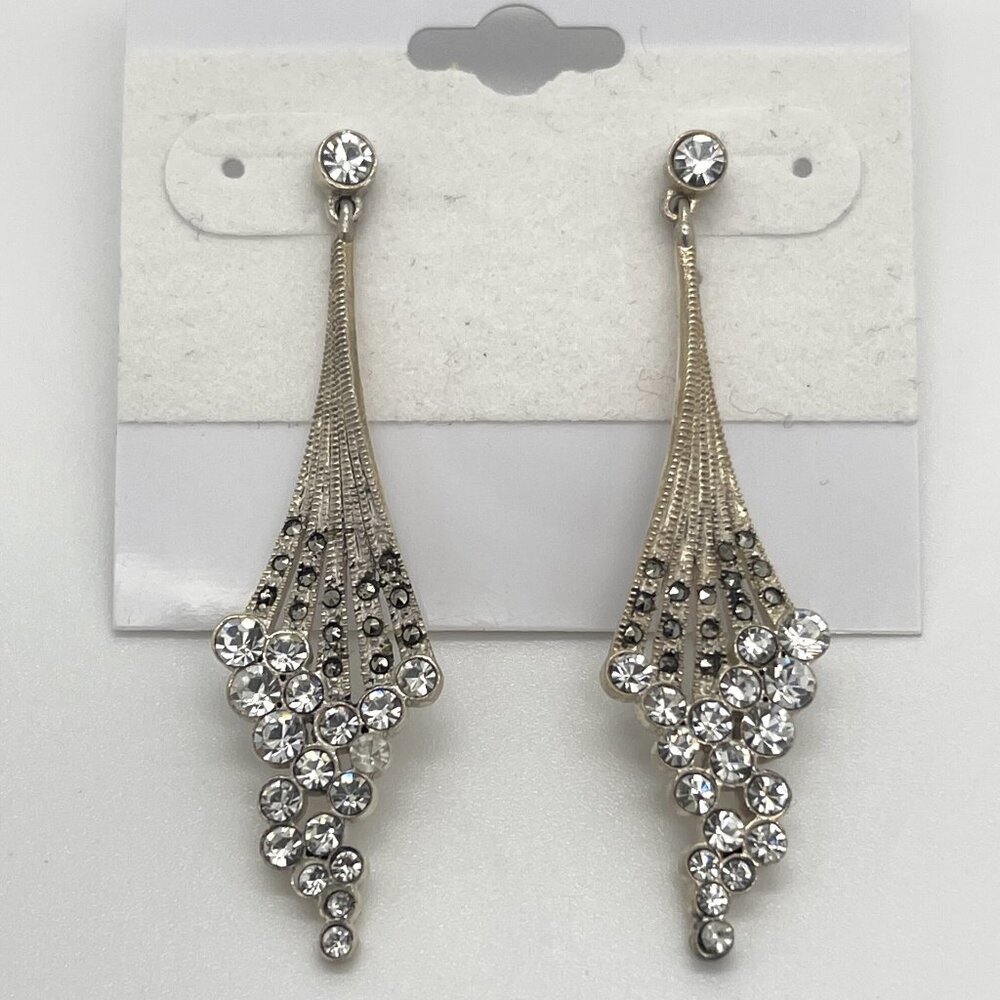 One-of-a-kind Sterling Silver Marcasite & CZ Dangle Earrings
